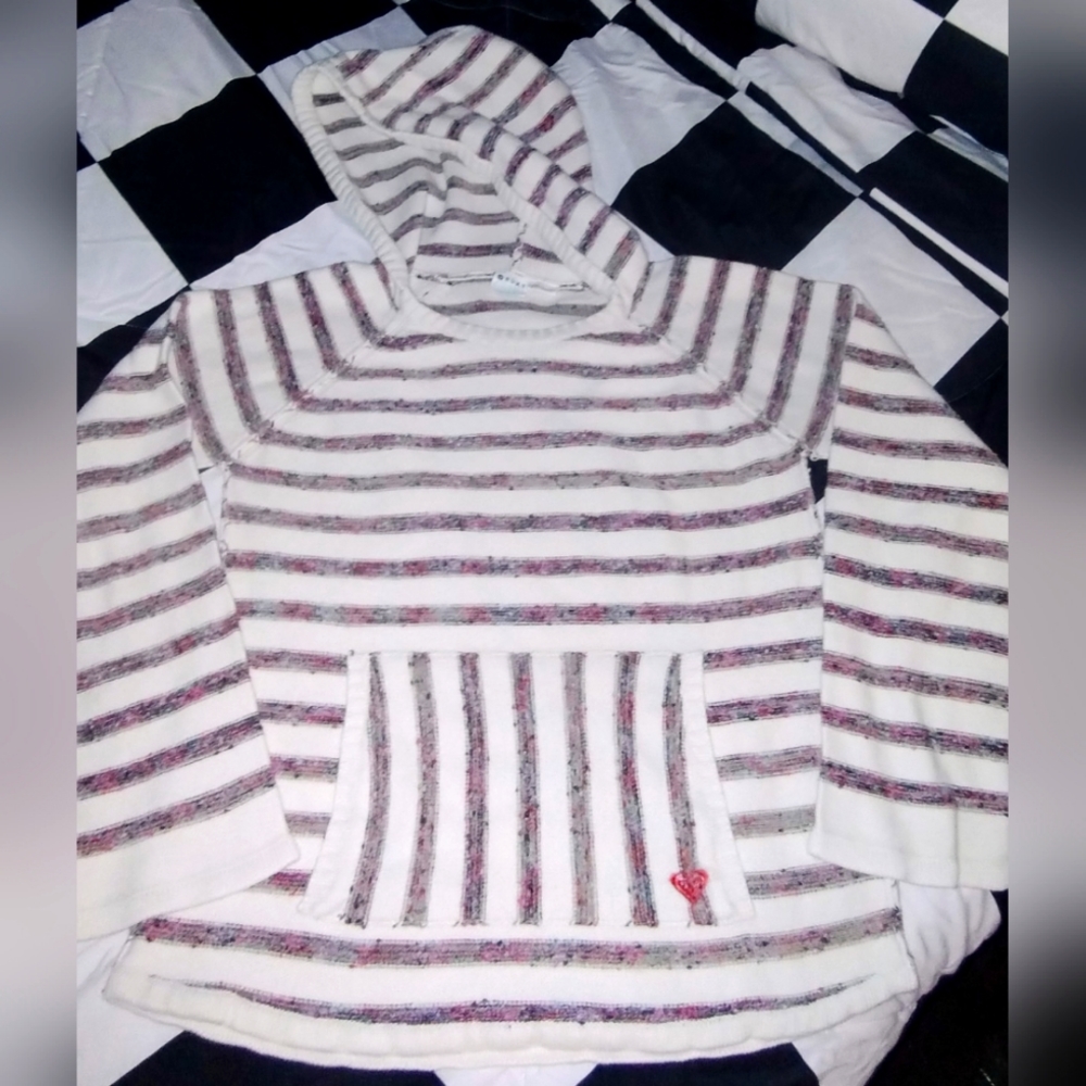 Roxy Girls Size L 10-12 Hooded Poncho Sweater  EUC